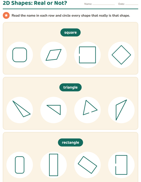 Preview of 2D Shapes worksheet for grade 1