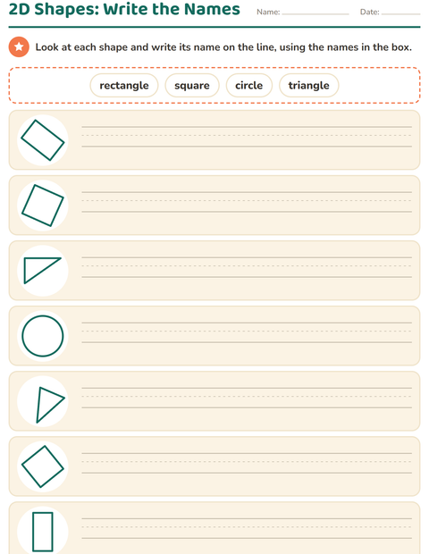 Preview of 2D Shapes worksheet for grade 1