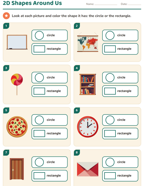 Preview of 2D Shapes worksheet for kindergarten
