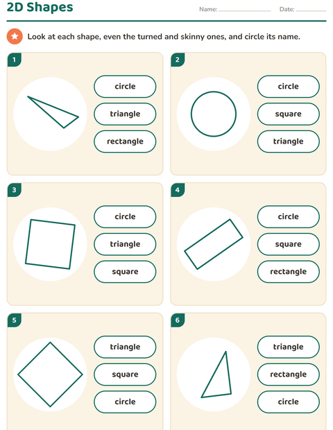 2D Shapes: Circle the Name