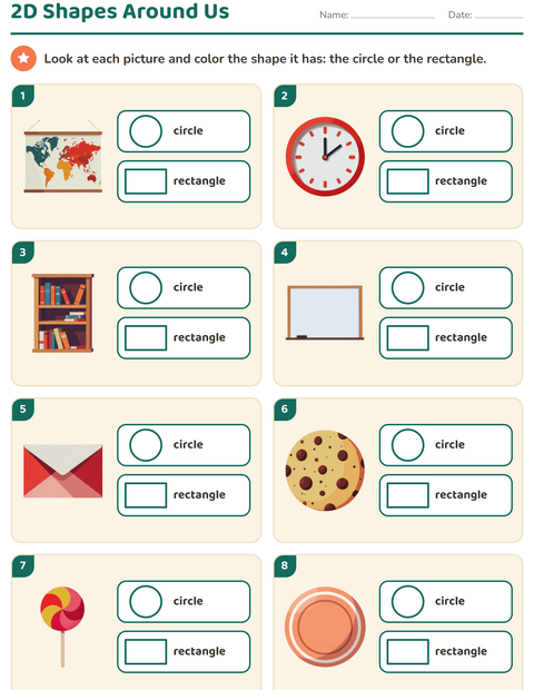 Preview of 2D Shapes worksheet for kindergarten