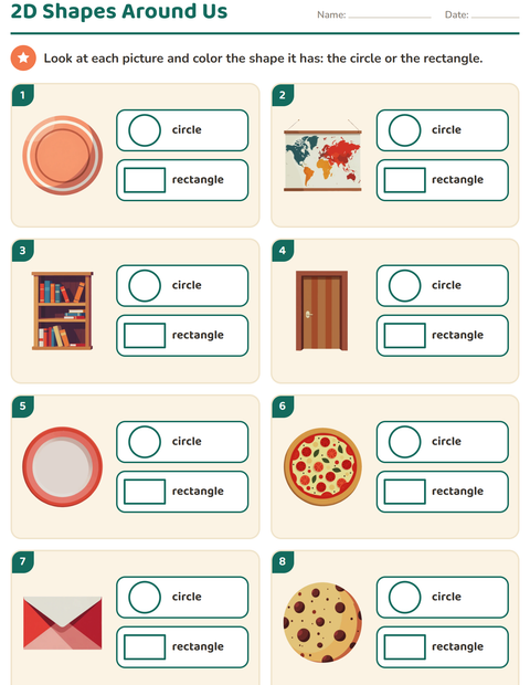 Preview of 2D Shapes worksheet for kindergarten