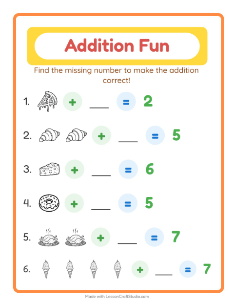 Preview of Subtraction worksheet featuring Toys for kindergarten