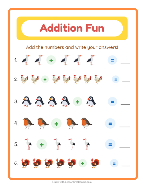 Addition with More Birds
