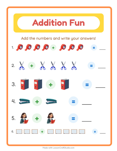 Addition with Classroom Objects