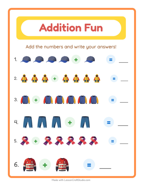 Addition with Clothes