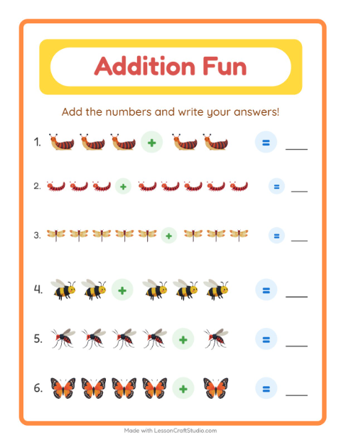 Addition with Insects and Bugs