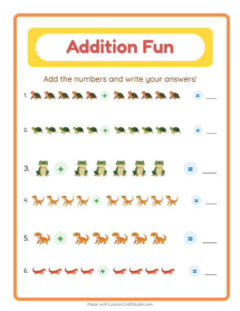 Addition with Reptiles and Amphibians