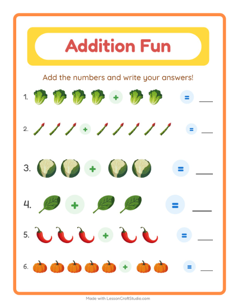 Addition with Vegetables