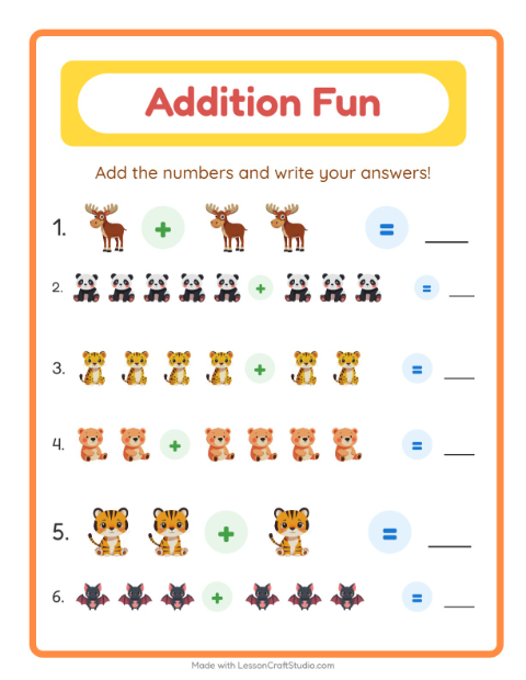 Addition with Zoo Animals