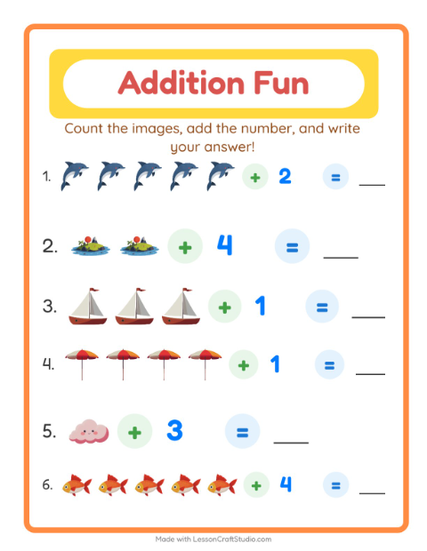 Addition with Beach Things