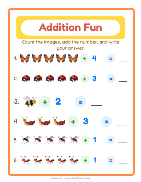 Addition with Insects and Bugs