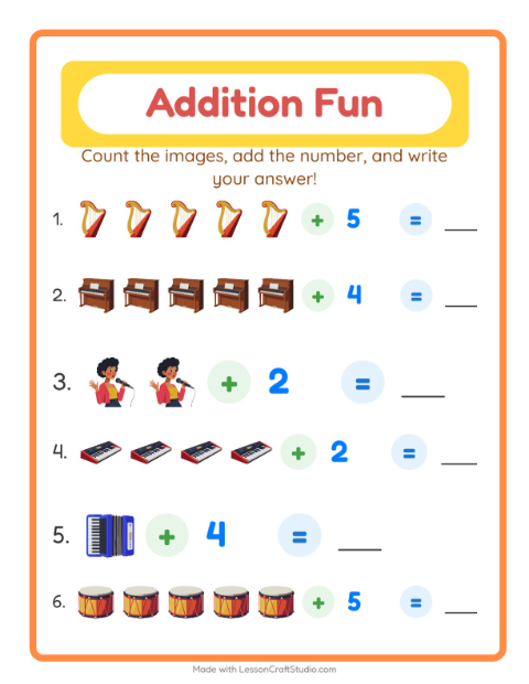 Addition with Musical Instruments
