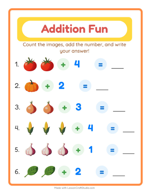 Addition with Vegetables