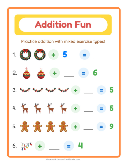 Addition with Christmas