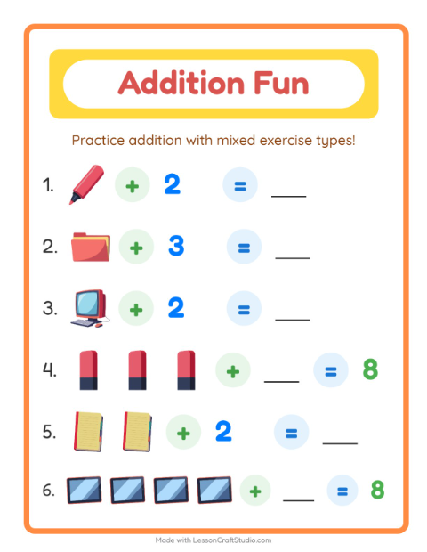 Addition with Classroom Objects