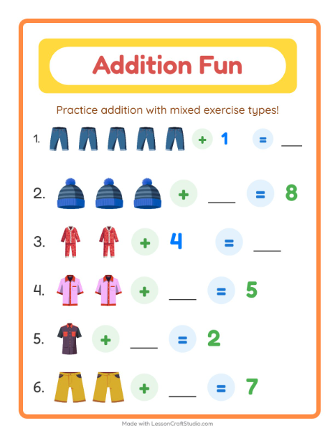 Addition with Clothes