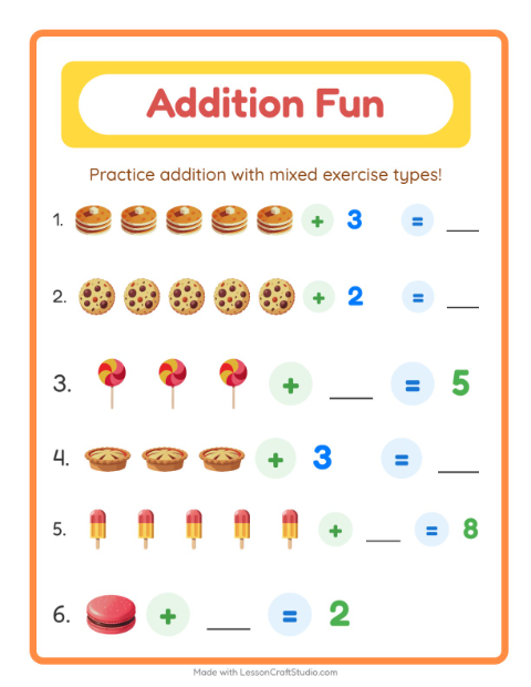 Addition with Desserts and Sweets