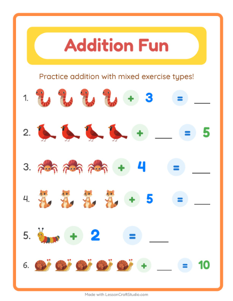 Addition with Forest Creatures