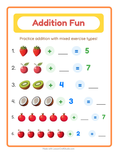 Addition with Fruits