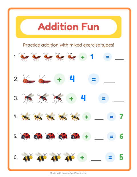 Addition with Insects and Bugs