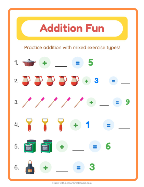 Addition with Kitchen Tools