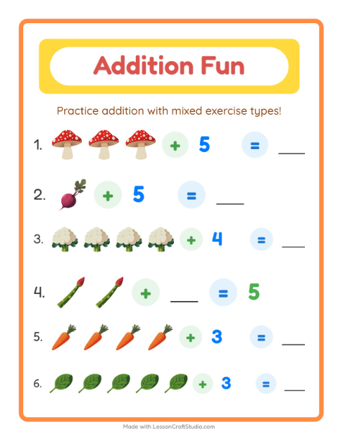 Addition with Vegetables