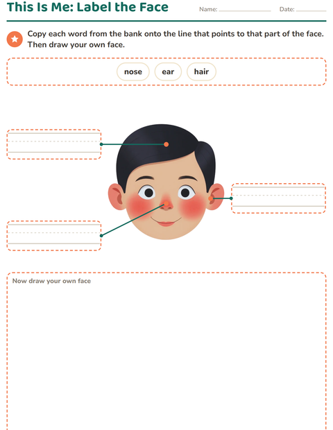 Preview of All About Me worksheet for kindergarten