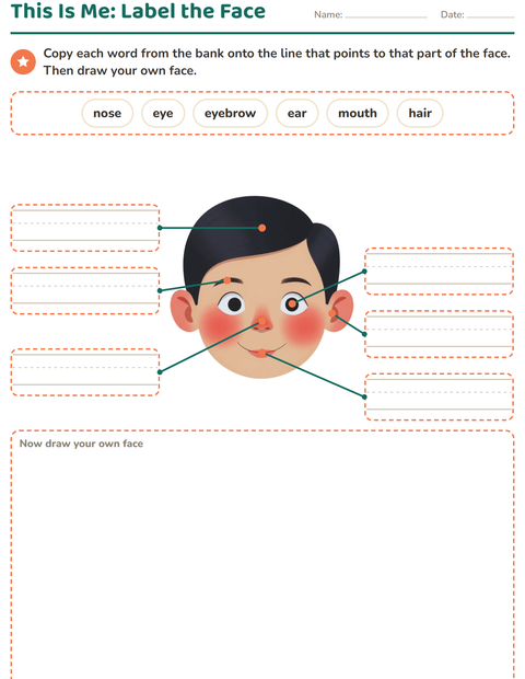 Preview of All About Me worksheet for kindergarten