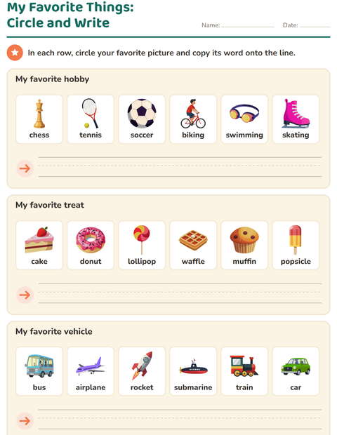 Preview of All About Me worksheet for kindergarten