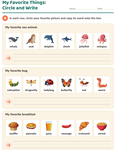 Preview of All About Me worksheet for kindergarten