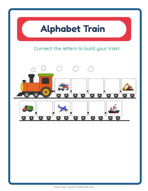 Alphabet Train with Vehicles