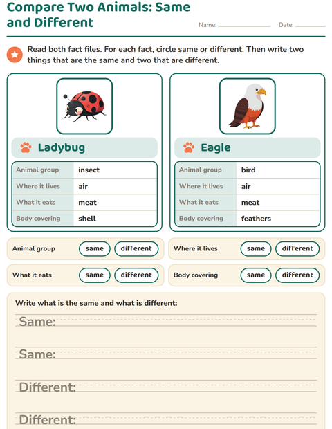 Compare Two Animals: Same and Different