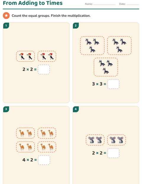 Grade 2 Multiplication Array Worksheets: Rows, Columns, and Repeated Addition — 3