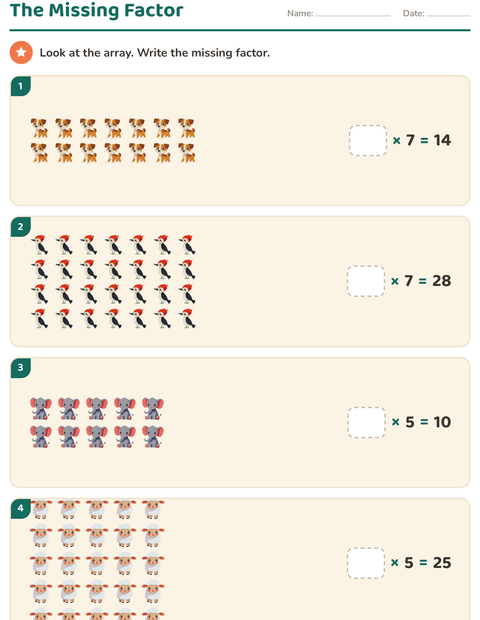Grade 3 Multiplication and Division Worksheets: Facts, Arrays, and Equal Groups — 3