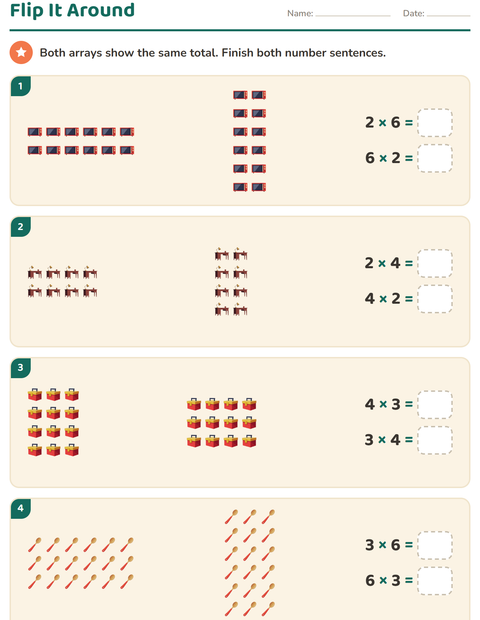 Preview of Arrays and Multiplication worksheet featuring Around the House for grade 3
