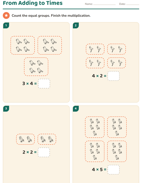 Preview of Arrays and Multiplication worksheet featuring Birds BW 2 for grade 2