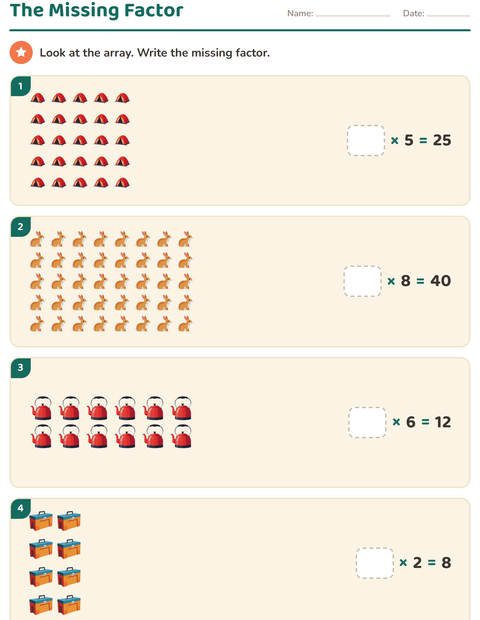 Preview of Arrays and Multiplication worksheet featuring Camping for grade 3