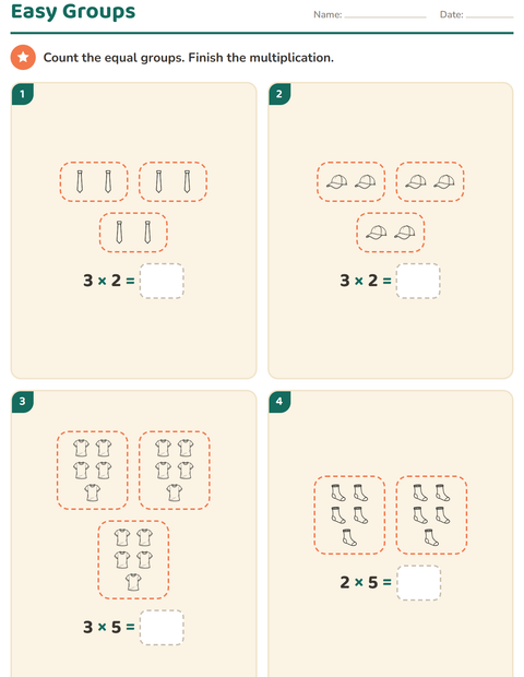 Preview of Arrays and Multiplication worksheet featuring Apparel BW for grade 2