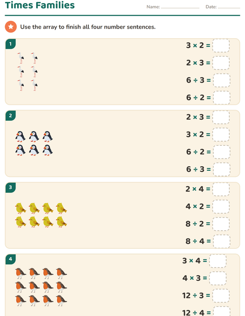 Preview of Arrays and Multiplication worksheet featuring Birds 2 for grade 3