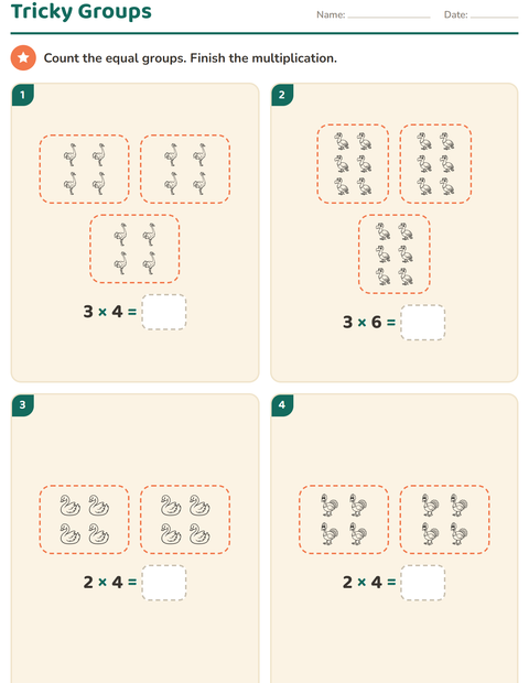Preview of Arrays and Multiplication worksheet featuring Birds BW 2 for grade 3