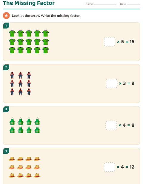 Preview of Arrays and Multiplication worksheet featuring Clothing for grade 3