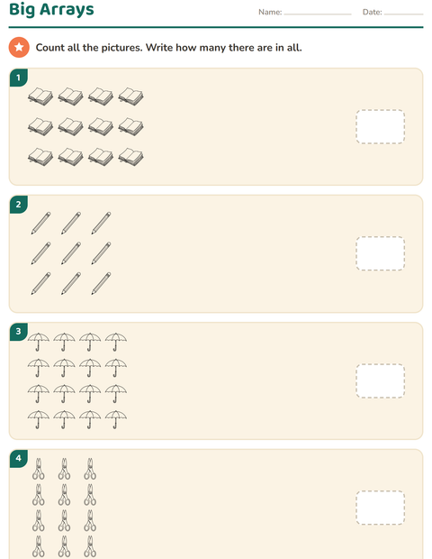 Preview of Arrays and Multiplication worksheet featuring Education BW for grade 3