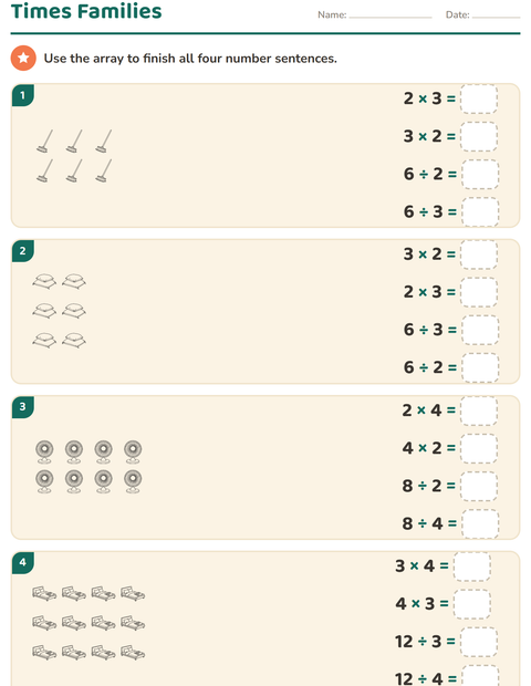 Preview of Arrays and Multiplication worksheet featuring Home BW 2 for grade 3