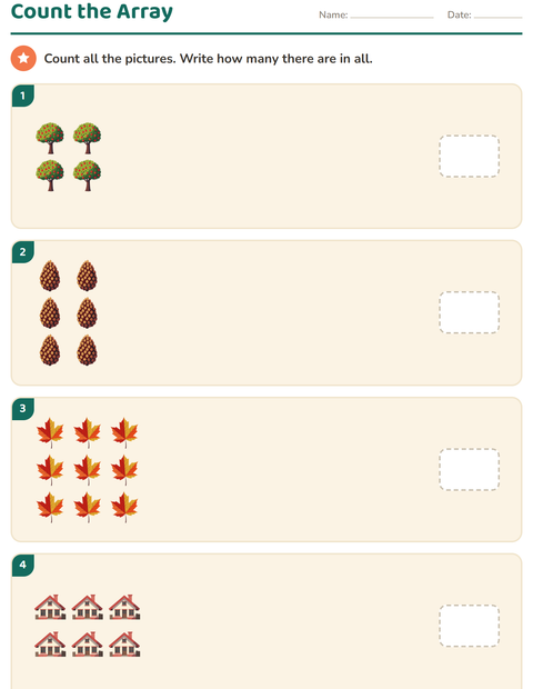 Preview of Arrays and Multiplication worksheet featuring Miscellaneous for kindergarten