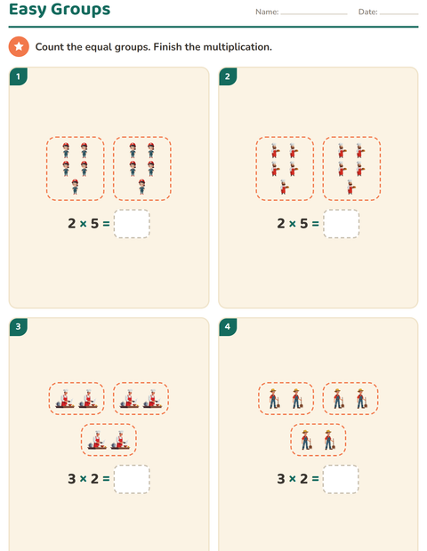 Preview of Arrays and Multiplication worksheet featuring Occupations for grade 2