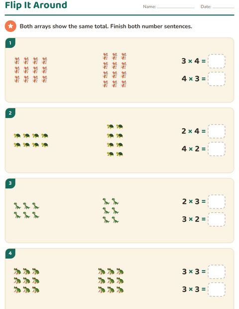 Preview of Arrays and Multiplication worksheet featuring Pets for grade 3