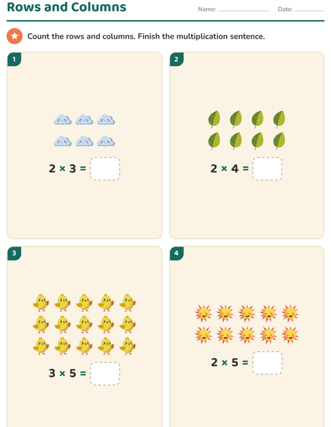 Preview of Arrays and Multiplication worksheet featuring Spring for grade 2