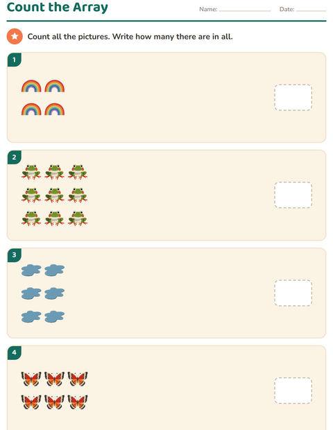Preview of Arrays and Multiplication worksheet featuring Spring for kindergarten