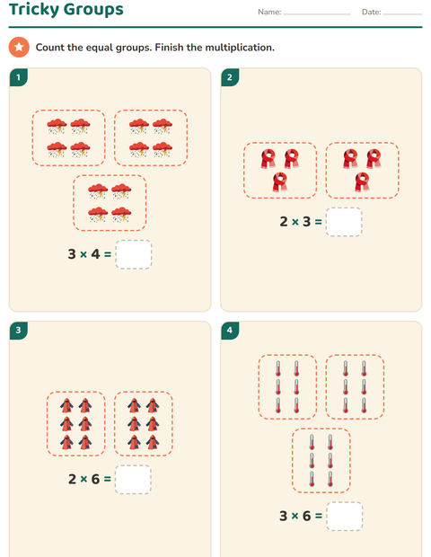Preview of Arrays and Multiplication worksheet featuring Weather for grade 3